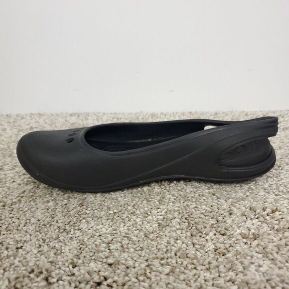 Crocs Shoes Womens 6 Flats Slingback Rubber Cutout Round Toe Lightweight Black - Picture 4 of 10